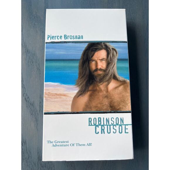 Robinson Crusoe Pierce Brosnan Adventure Movie Vintage 2002 VHS Tape Pre-Loved - Picture 1 of 4